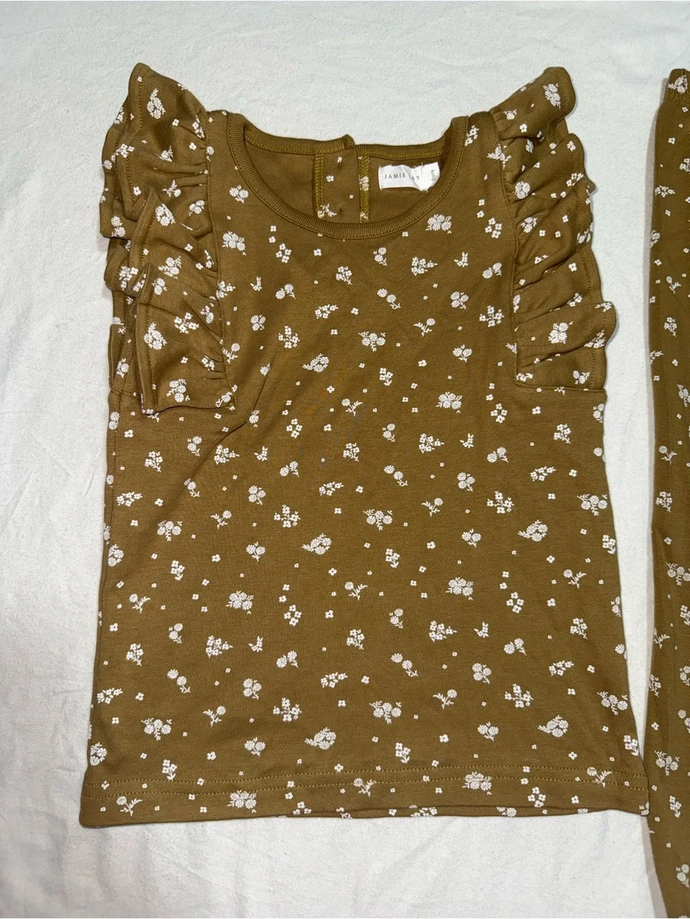 Jamie Kay Brown Floral Ruffle Sleeve Pajama Set